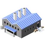 Bâtiment industriel, usine de production.