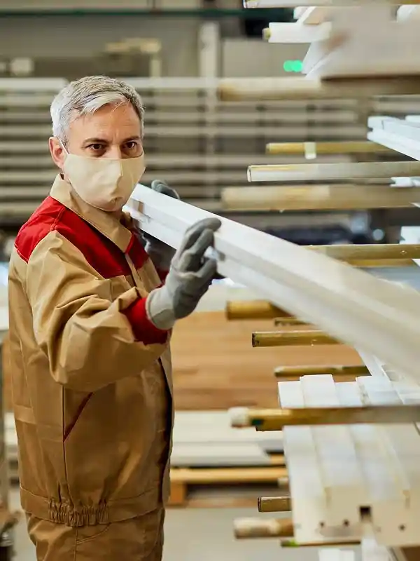 Charpentier travaille au traitement autoclave du bois.
