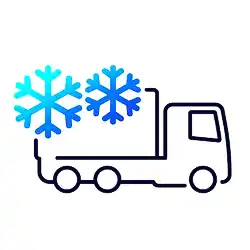 Pictogramme représentant un camion de transport frigorifique.