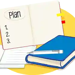 Pictogramme représentant un plan d'urgence après un sinistre en entreprise.