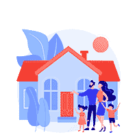 La protection du patrimoine personnel, et de la maison familiale d'un dirigeant d'entreprise, dans le style flat design.