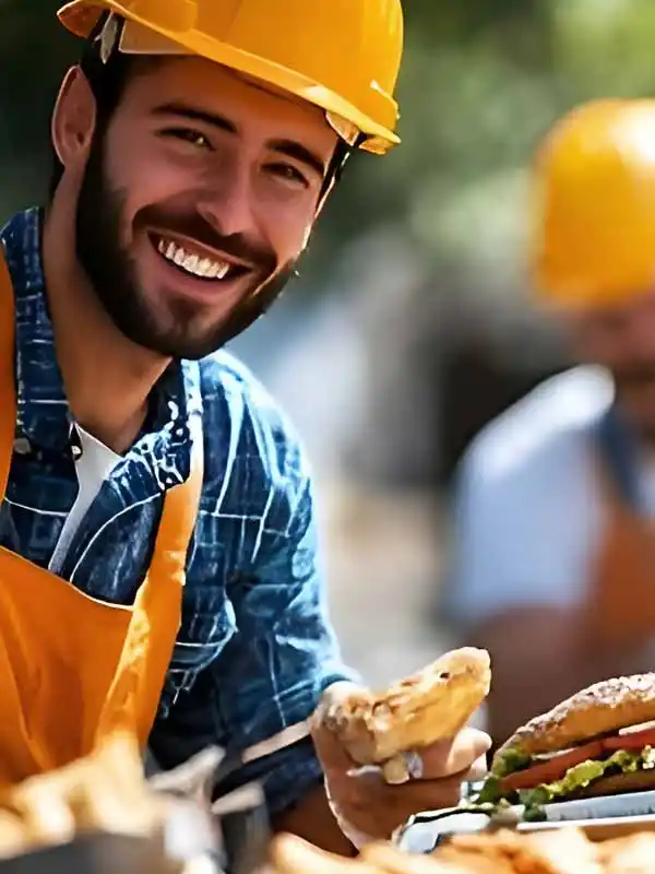 Salariés déjeunent grâce à la restauration proposée au sein de leur cantine-d'entreprise.